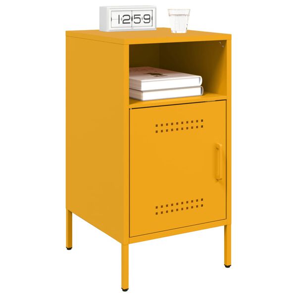 vidaXL Bedside Cabinets 2 pcs Mustard Yellow 36x39x68 cm Steel