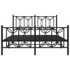 vidaXL Metal Bed Frame without Mattress with Footboard Black 135x190cm