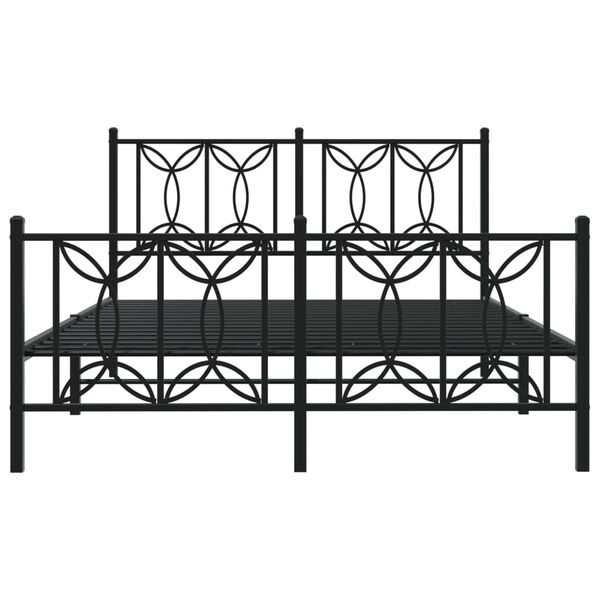 vidaXL Metal Bed Frame without Mattress with Footboard Black 135x190cm