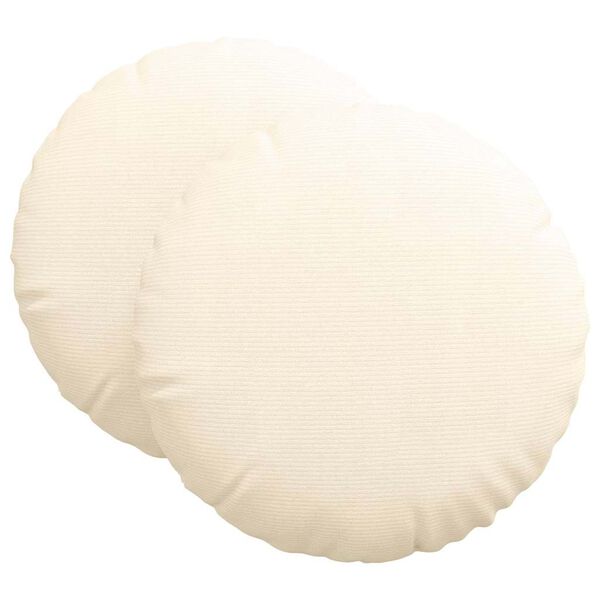 vidaXL Seat Cushions 2 pcs Cream &Oslash; 80 cm Corduroy Fabric