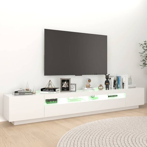 vidaXL TV Cabinet with LED Lights White 260x35x40 cm