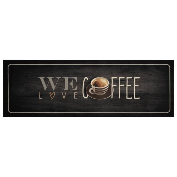 vidaXL Kitchen Rug Washable Coffee Text 60x180 cm Velvet