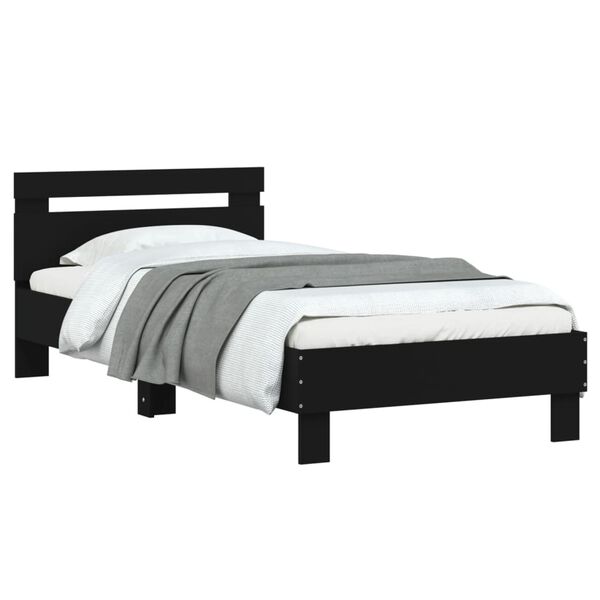 vidaXL Bed Frame without Mattress with Headboard Black 75x190 cm Small Single