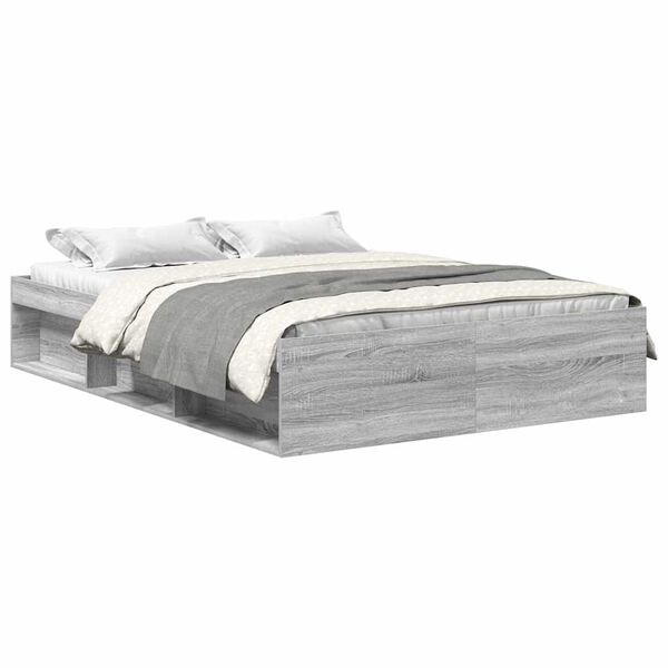 vidaXL Bed Frame without Mattress Grey Sonoma 120x190 cm Small Double Small Double