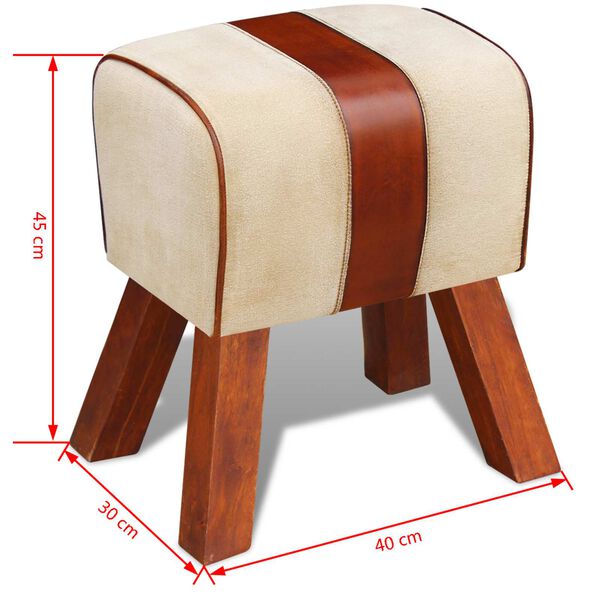 vidaXL Book Stool Brown Leather