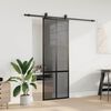 vidaXL Sliding Door with Hardware Set Black 76x205 cm Tempered Glass
