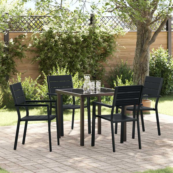 vidaXL Garden Dining Set 5 pcs Black Powder-Coated Steel