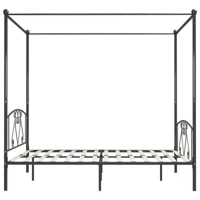 vidaXL Canopy Bed Frame Grey Metal 6FT Super King