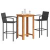 vidaXL 3 Piece Garden Bar Set Black Solid Wood Acacia and Poly Rattan