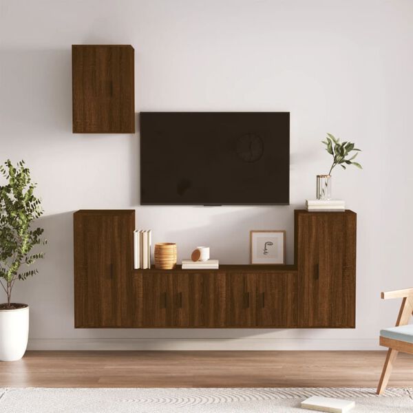 vidaXL 5 Piece TV Cabinet Set Brown Oak Engineered Wood
