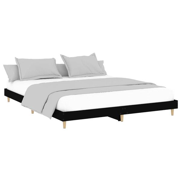 vidaXL Bed Frame without Mattress Black 120x200 cm Engineered Wood