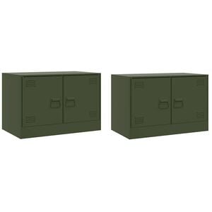 vidaXL TV Cabinets 2 pcs Olive Green 67x39x44 cm Steel
