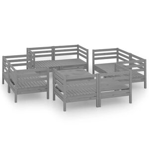 vidaXL 9 Piece Garden Lounge Set Grey Solid Pinewood