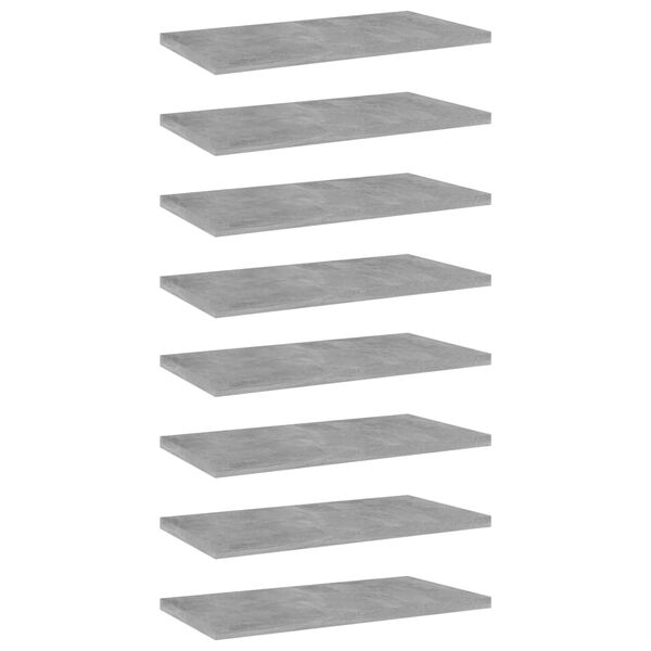 vidaXL Bookshelf Boards 8 pcs Concrete Grey 40x20x1.5 cm Engineered Wood