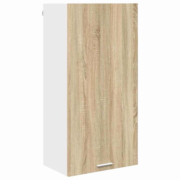 vidaXL Hanging Cabinet with Door Sonoma Oak and White 50 x 31 x 100 cm
