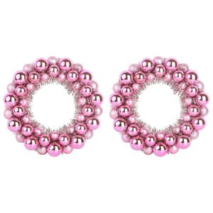 vidaXL Christmas Ball Wreathes 2 pcs Pink 33 x 33 x 7 cm Polystyrene