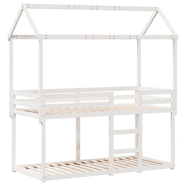 vidaXL Bunk Bed without Mattress White 75x190 cm Small Single Solid Wood Pine
