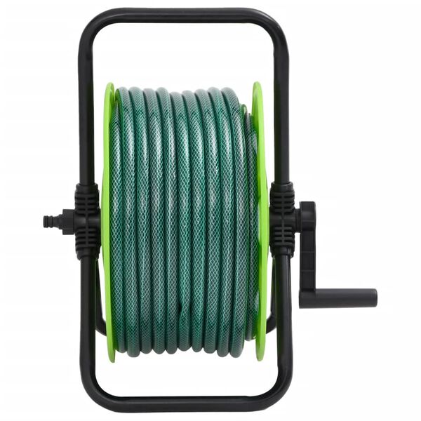 vidaXL Free Standing Green Hose Reel with 30 m Hose PVC