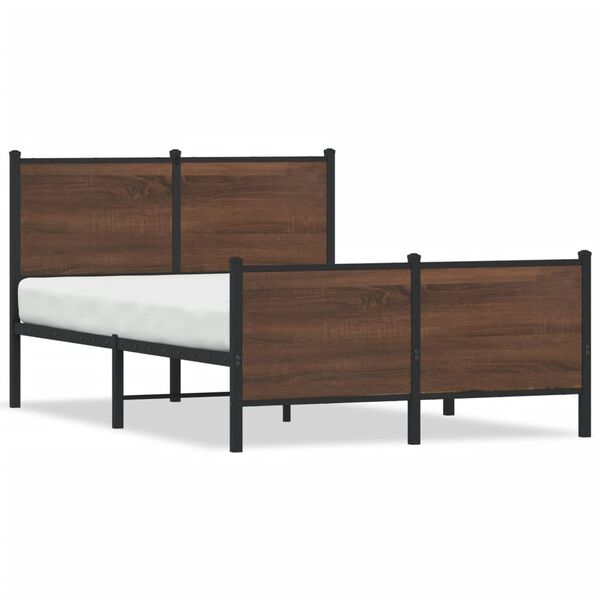 vidaXL Metal Bed Frame without Mattress Brown Oak 120x190 cm Small Double