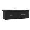 vidaXL Wall-mounted Drawer Shelf Black 60x26x18.5 cm Engineered Wood