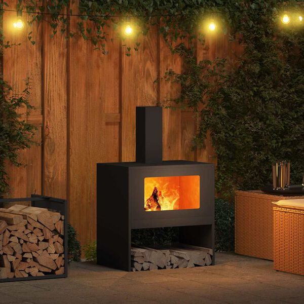 vidaXL Fire Pit Black 60 x 40 x 96 cm Steel