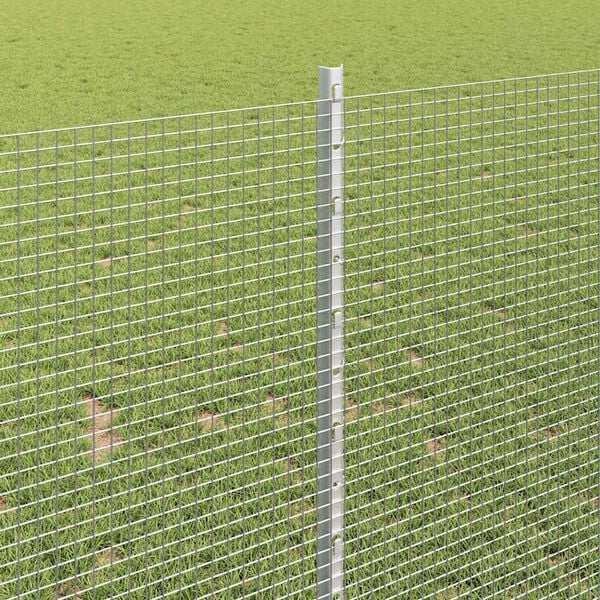 vidaXL Fence with Post Silver 1 x 10 m Steel