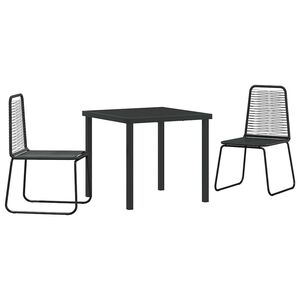 vidaXL Garden Dining Set 3 pcs Black Powder-Coated Steel