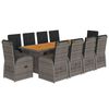 vidaXL 11 Piece Garden Dining Set with Cushions Grey Poly Rattan