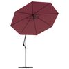 vidaXL Cantilever Garden Parasol with LED Lights and Steel Pole Wine Red