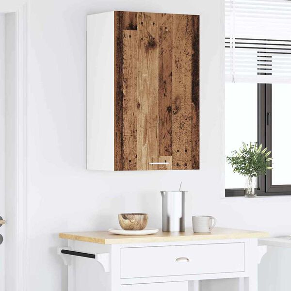 vidaXL Hanging Cabinet with Storage Old Wood and White 50 x 31 x 80 cm