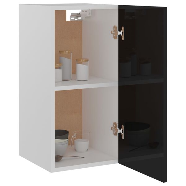vidaXL Hanging Cabinet Lyon High Gloss Black 29.5x31x60 cm Engineered Wood