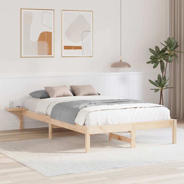 vidaXL Bed Frame Natural 120 x 200 cm Solid Pine Wood