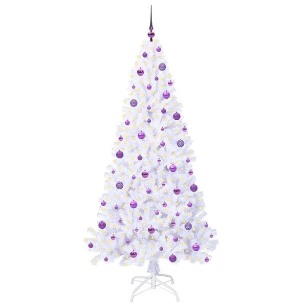 vidaXL Artificial Christmas Tree with Stand White 210 cm PVC and Steel