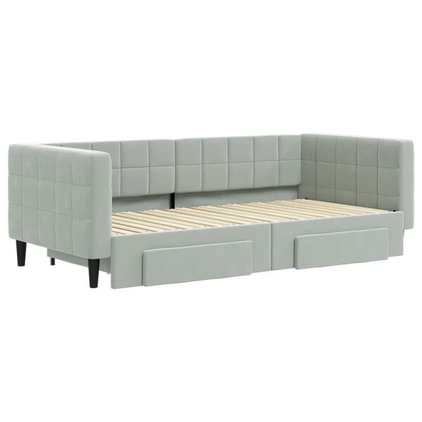 vidaXL Daybed with Trundle&Drawers without Mattress Light Grey 90x190 cm Single