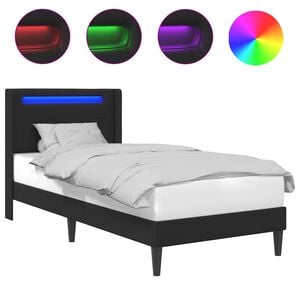 vidaXL Bed Frame with LED Strip Lights Black 90 x 190 cm Faux Leather