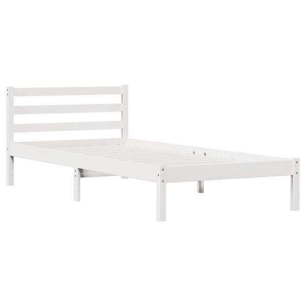 vidaXL Bed Frame White 215.5 x 95.5 x 69.5 cm Solid Pine Wood