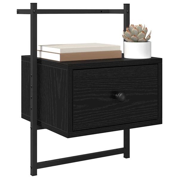 vidaXL Bedside Cabinet Black Oak 35 x 30 x 51 cm Engineered Wood