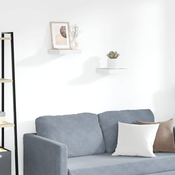 vidaXL Floating Wall Shelves 2 pcs Oak and White 23x23.5x3.8 cm MDF