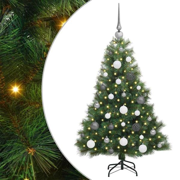 vidaXL Artificial Christmas Tree with 150 LEDs Green 120 cm PE and PVC