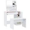 vidaXL Dressing Table Set High Gloss White 86.5x35x136 cm
