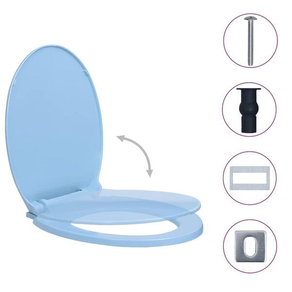 vidaXL Soft-Close Toilet Seat Quick Release Blue Oval