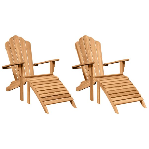 vidaXL Adirondack Chair 2 pcs Brown 137 x 77 x 95 cm Solid Teak Wood