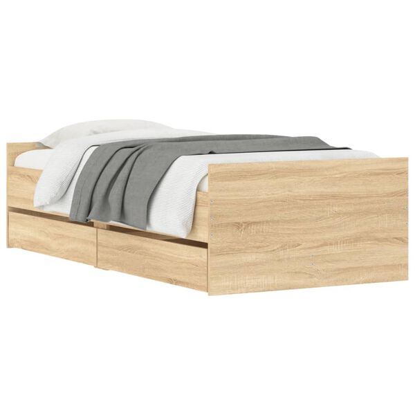 vidaXL Bed Frame without Mattress Sonoma Oak 75x190 cm Small Single Small Single