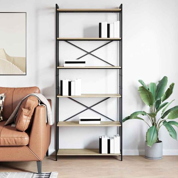 vidaXL Bookshelf Sonoma Oak 80 x 30 x 190 cm Engineered Wood