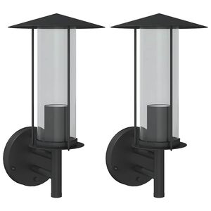 vidaXL Outdoor Wall Lights 2pcs Black Stainless Steel
