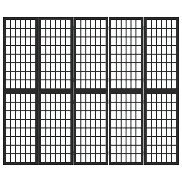 vidaXL Folding 5-Panel Room Divider Japanese Style 200x170 cm Black