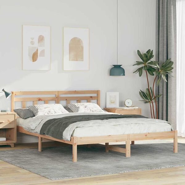 vidaXL Bed Frame Brown 140 x 200 cm Solid Pine Wood