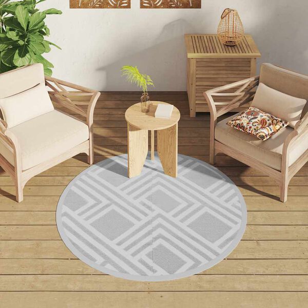 vidaXL Outdoor Carpet ARAKIL Grey &Oslash;120 cm PP