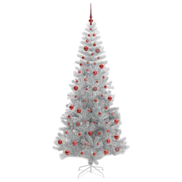 vidaXL Christmas Tree with 300 LEDs with Stand Silver 210 cm PET
