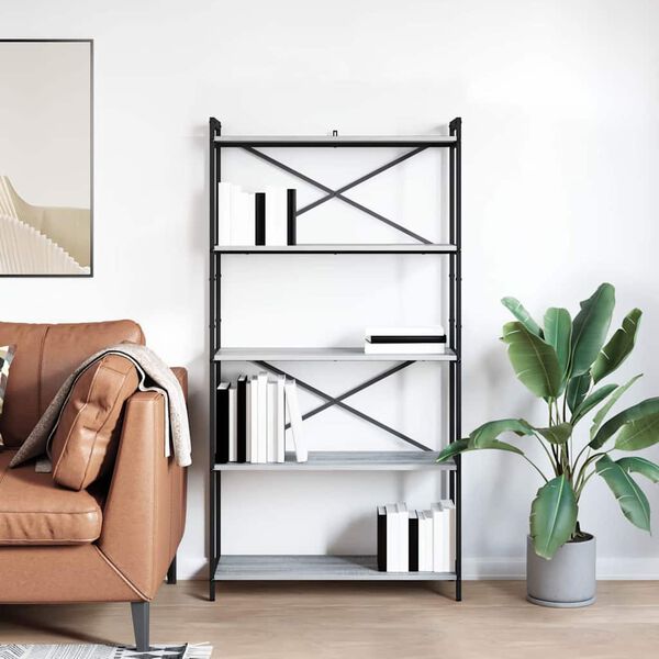 vidaXL Bookshelf Grey sonoma 80 x 30 x 155 cm Engineered Wood
